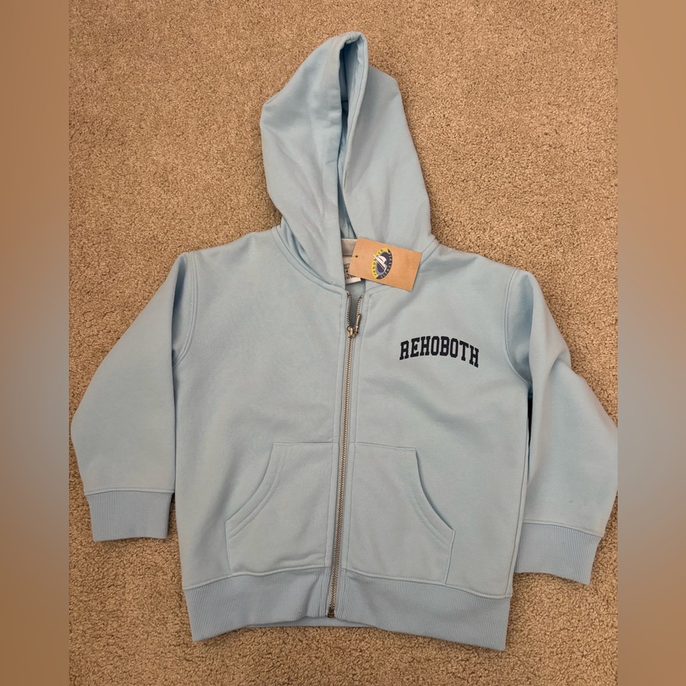 Rehoboth lifestyle wild palms Kids Rehoboth beach, DE zip hoodie blue 4T NWT